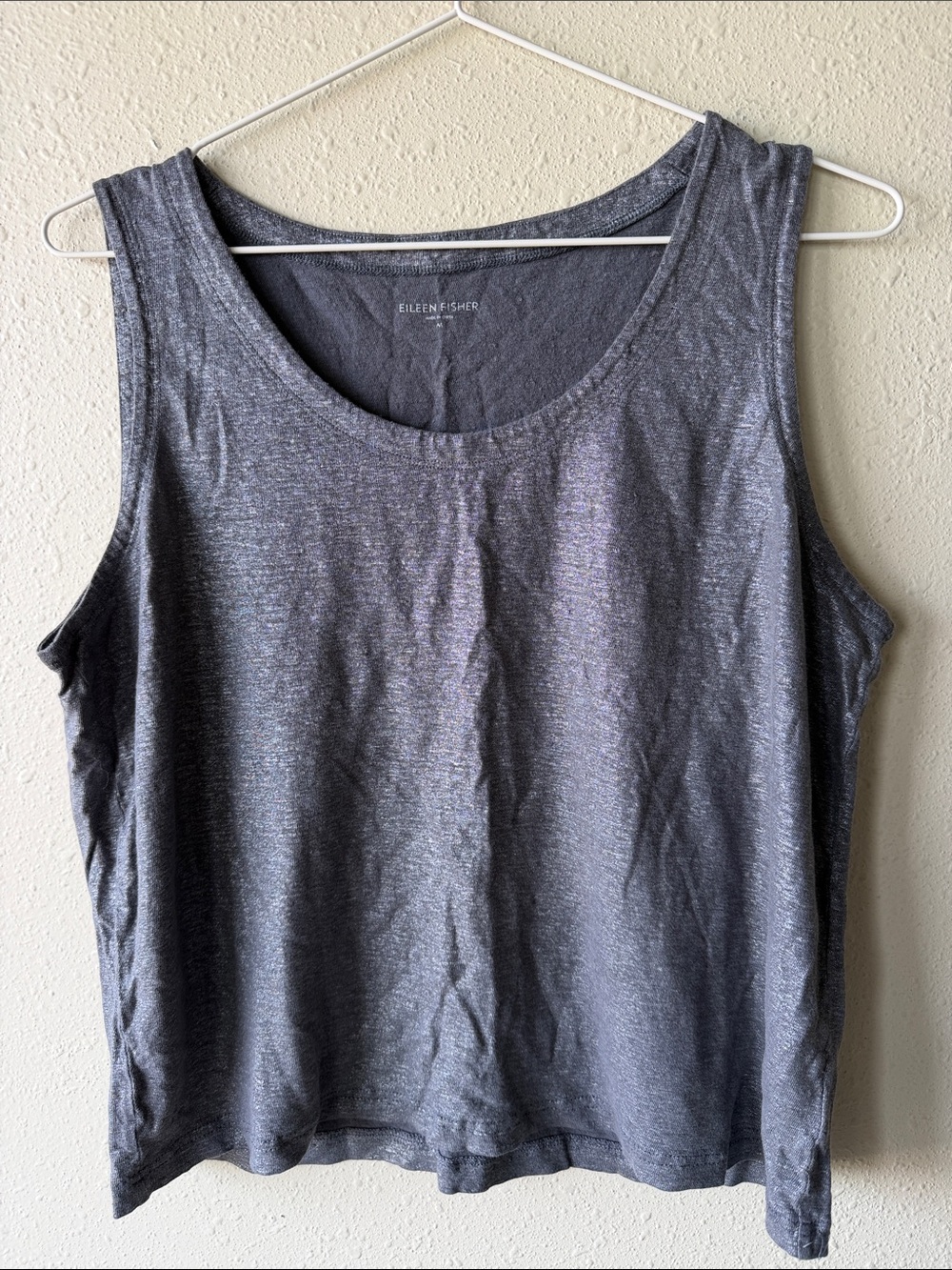 Eileen Fisher Heathered Gray Scoop Neck Tank